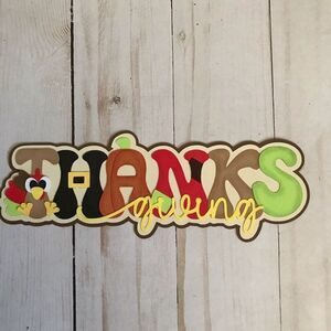 3-D Scrapbook or card title Thanksgiving paper pieced Handmade acid free